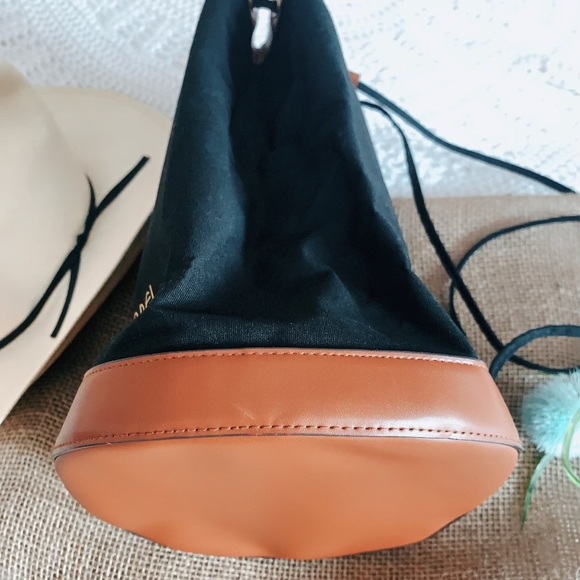 Henri Bendel black tan trim canvas backpack - Picture 14 of 15